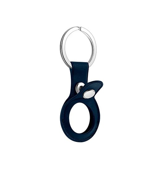 Apple AirTag 1/2 Retro Diary? Vegan L?der Keychain / N?glering - Navy - Image 2