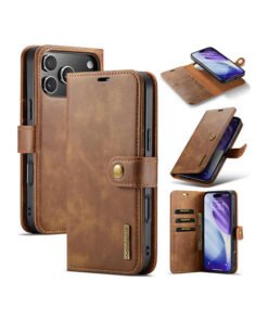 iPhone 17 Pro - Vintage 2-i-1 l?der etui (aftageligt cover) ?C Brun ?C DG.MING?