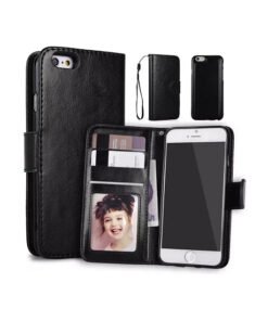 iPhone 6/6s - Vintage 2-i-1 L?der Etui M. Aftageligt Cover - Sort/Gr?