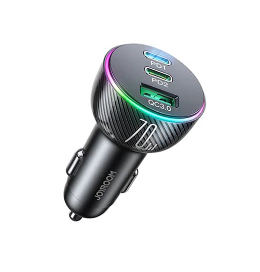 JOYROOM? | 3 Port USB Oplader Til Bil - 70W - Sort