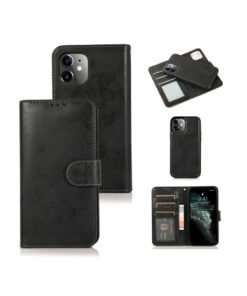 iPhone 12 Mini - Vintage 2-i-1 L?der Etui M. Aftageligt Cover - Sort/Gr?