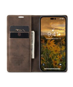 Alternative view of iPhone 16 - CaseMe? Noble L?der Etui / Pung - M?rkebrun