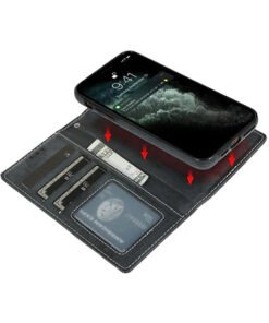 Alternative view of iPhone 12 Pro Max - Vintage 2-i-1 L?der Etui M. Aftageligt Cover - Sort/Gr?