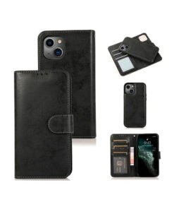 iPhone 13 - Vintage 2-i-1 L?der Etui M. Aftageligt Cover - Sort/Gr?