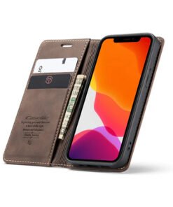 Alternative view of iPhone 12 Mini - CaseMe? Noble L?der Etui / Pung - M?rkebrun
