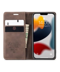 Alternative view of iPhone 13 Mini - CaseMe? Noble L?der Etui / Pung - M?rkebrun