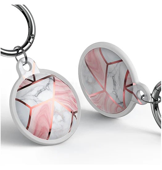 Apple AirTag 1/2 UNIQ? Marble Silikone Keychain / N?glering - Rose Pearl - Image 2