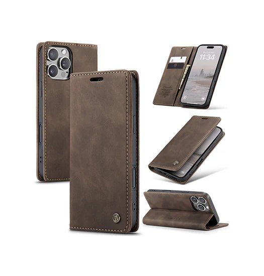 iPhone 16 Pro - CaseMe? Noble L?der Etui/Pung - M?rkebrun