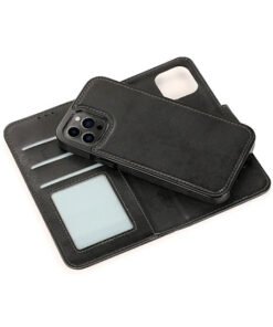 Alternative view of iPhone 14 Pro Max - Vintage 2-i-1 L?der Etui M. Aftageligt Cover - Sort/Gr?